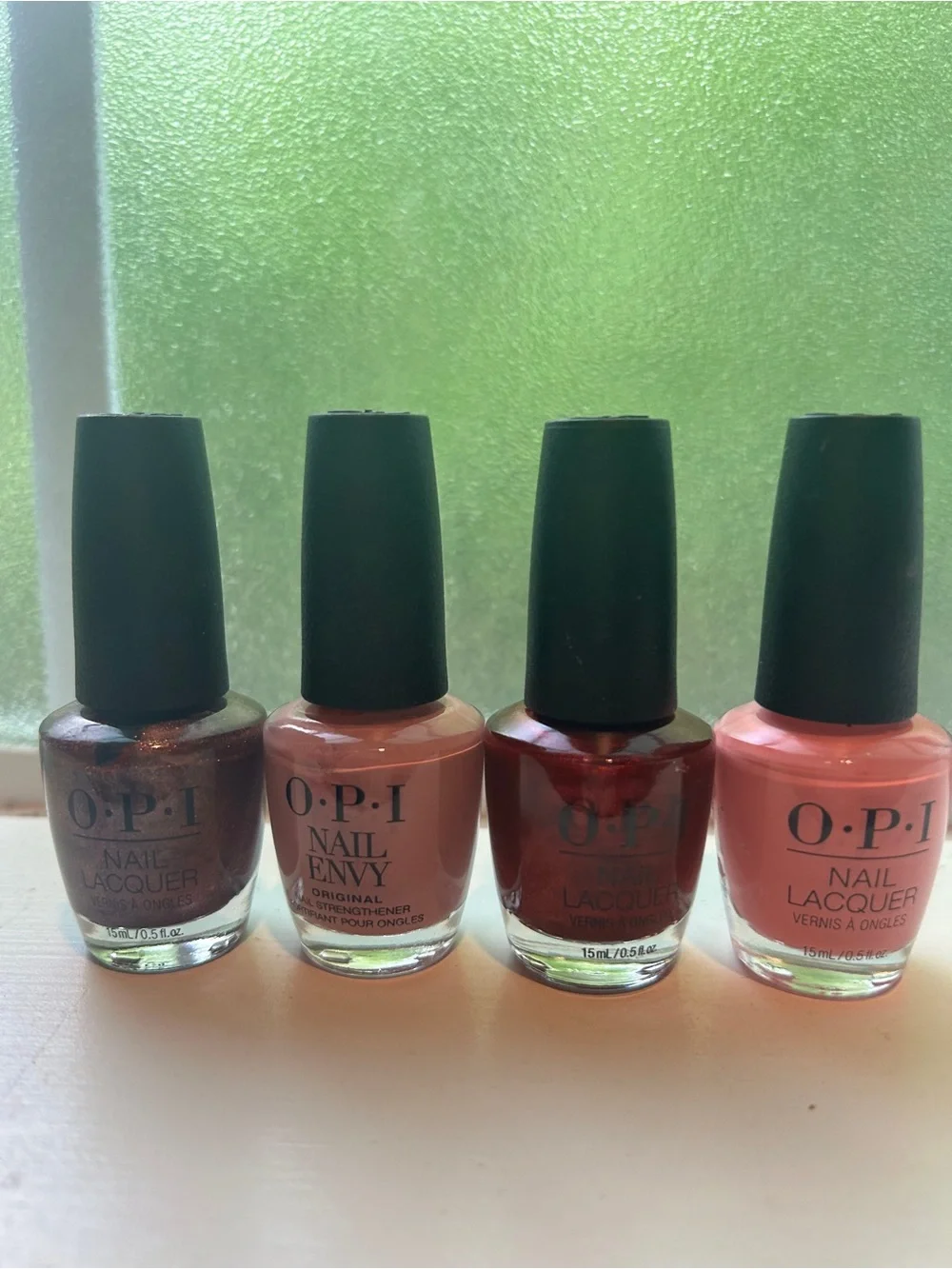 OPI Nail Polish Set - Shimmery Brown, Mauve, Deep Red, Rose Pink